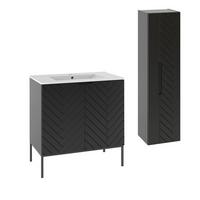 BADMÖBEL 80cm Daria 2er-Set Schwarz - Schwarz, Holzwerkstoff (80/82/45.8cm) - Petits-meubles