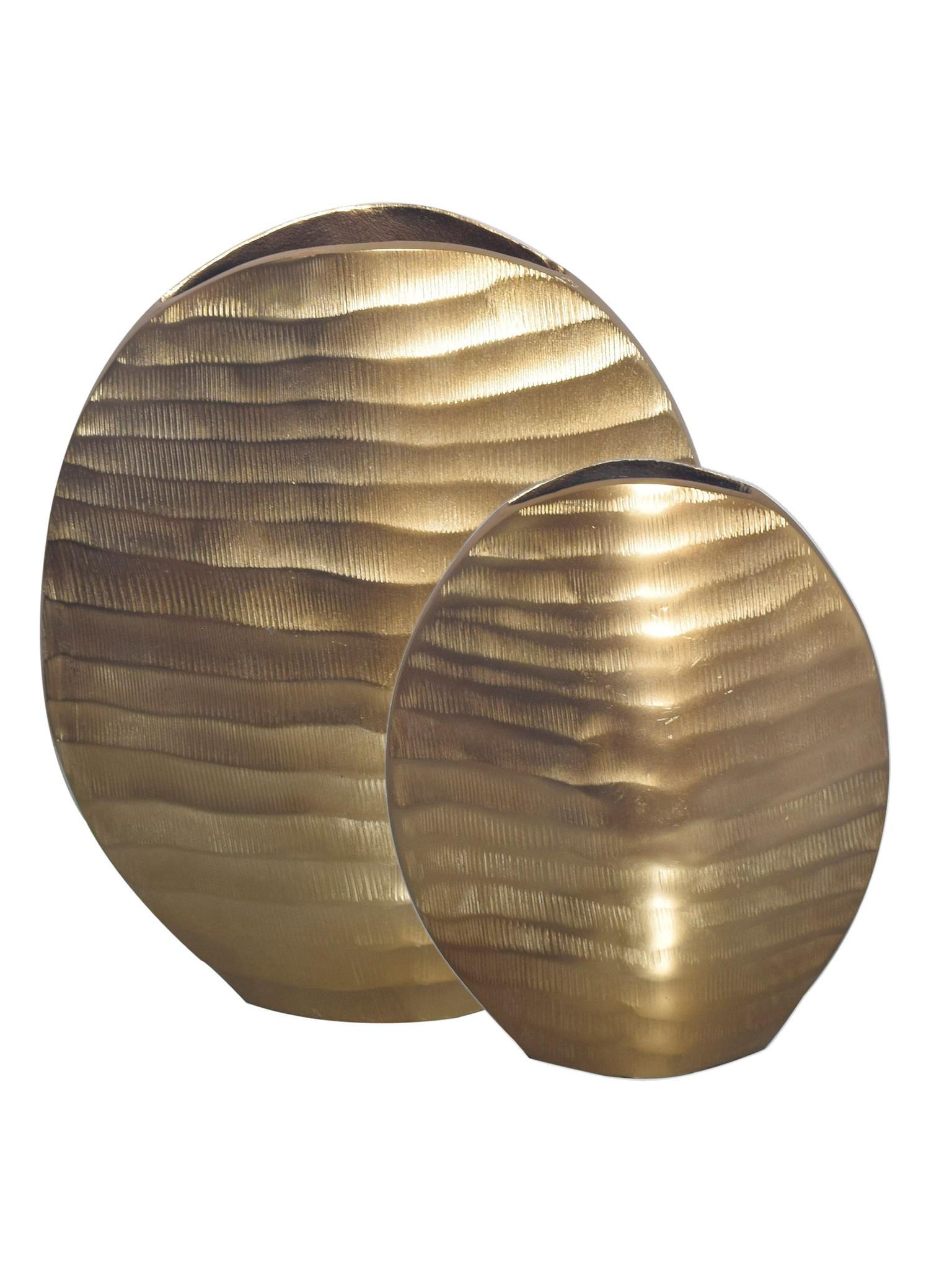 VASEN 2er-Set BERLENGA, Aluminium, handgefertigt, Gold, 26 x 14 x 30,5 cm - Goldfarben, Metall (30.5cm) - KADIMA DESIGN