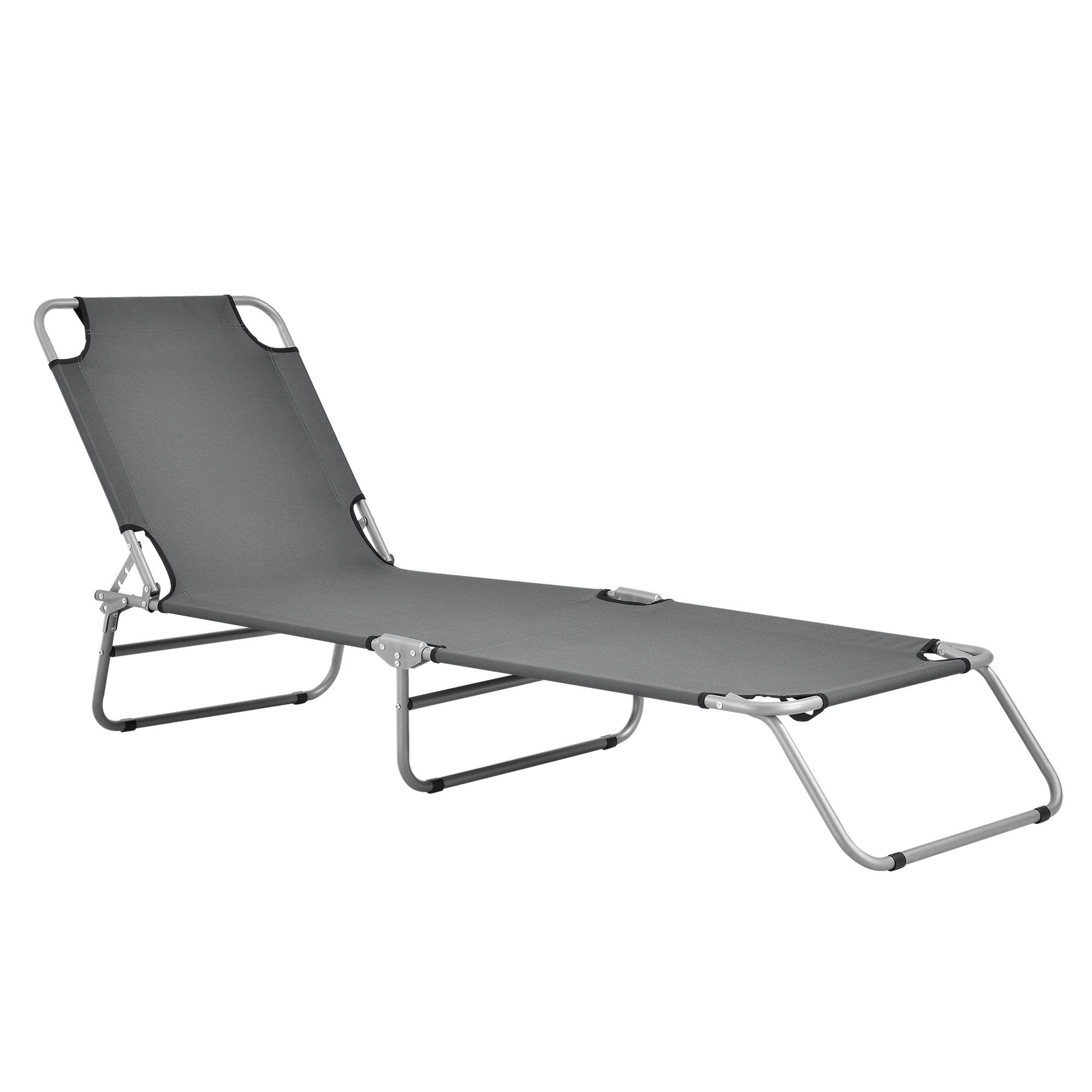 SONNENLIEGE Carcao - Dunkelgrau, Textil/Metall (186/24/55cm) - casa.pro