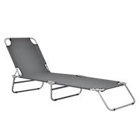 SONNENLIEGE Carcao - Dunkelgrau, Textil/Metall (186/24/55cm) - casa.pro