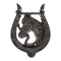 TÜRKLOPFER Gusseisen Hufeisen Pferdekopf - Braun, Metall (12/16/3cm) - Homescapes