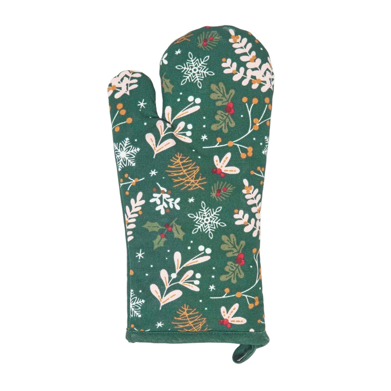 WEIHNACHTS-OFENHANDSCHUH Weihnachtswald, 18/32 cm - Grün, Textil (18/32cm) - Homescapes