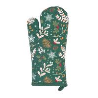 WEIHNACHTS-OFENHANDSCHUH Weihnachtswald, 18/32 cm - Grün, Textil (18/32cm) - Homescapes