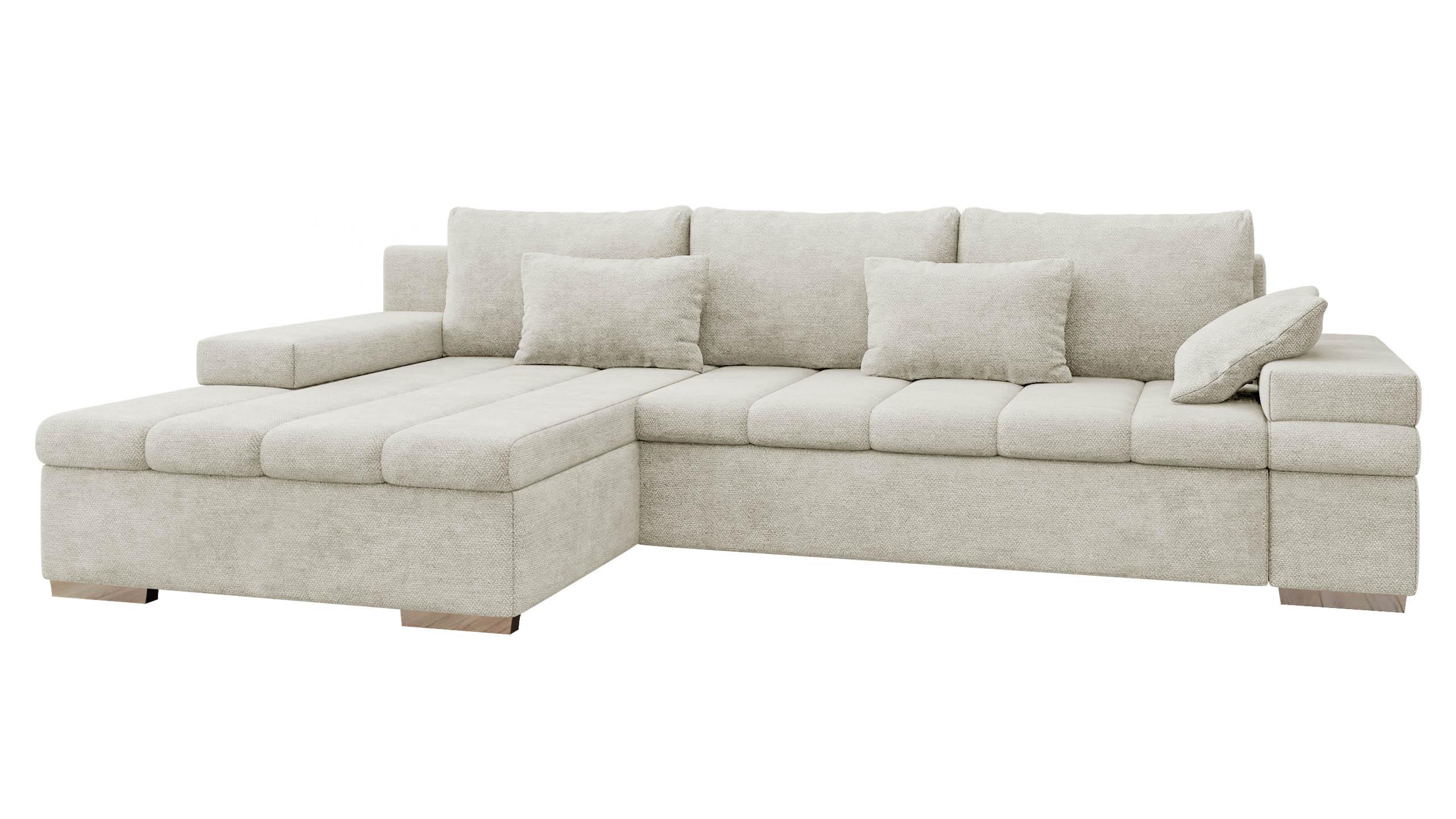 ECKSOFA Bangkok, Seite: Links - Silberfarben/Creme, Holz/Textil (310/175cm) - MIRJAN24