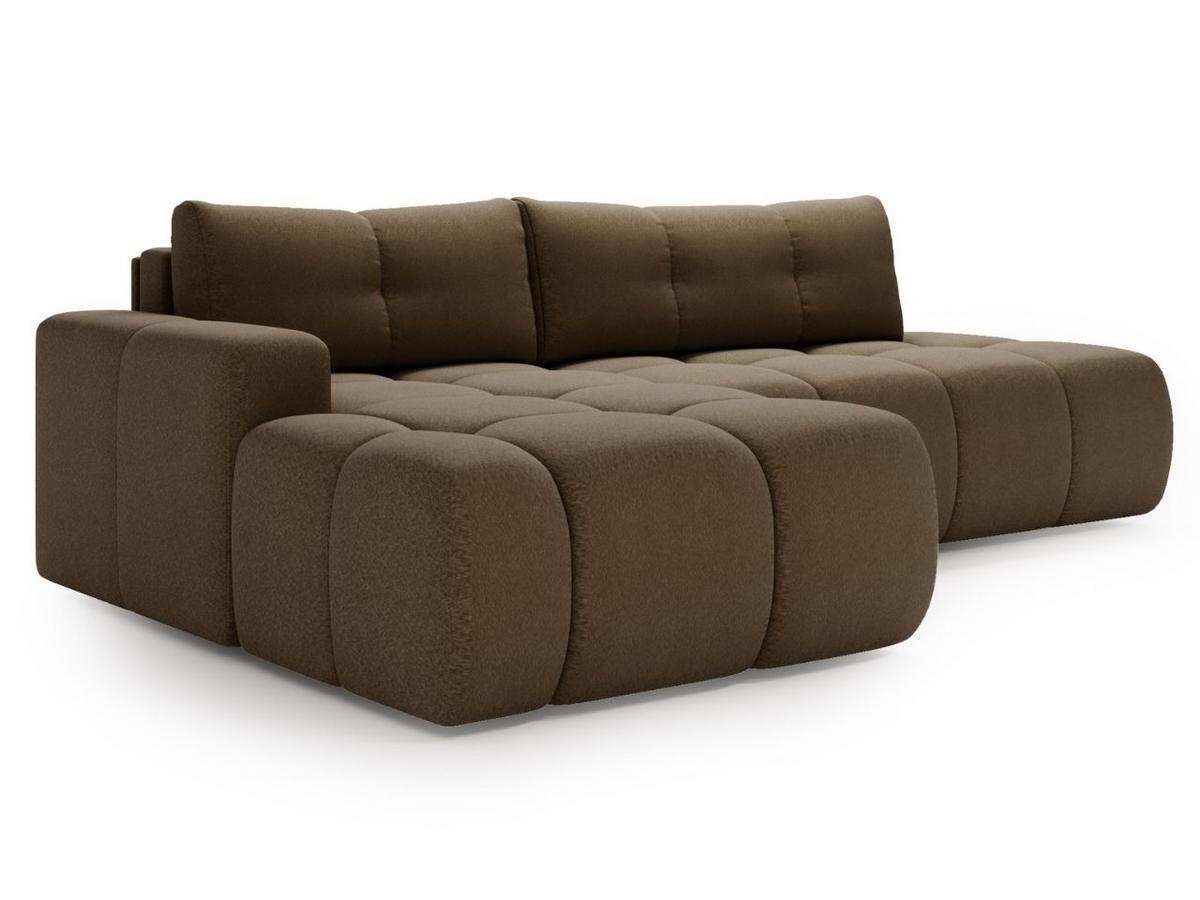 ECKSOFA Montero Bouclé-Stoff Braun Links - Braun, Holz/Textil (280/177cm) - Graingold