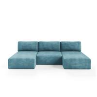 WOHNLANDSCHAFT Natalia - Blau, Holzwerkstoff/Textil (304/85/149cm) - Fun Möbel