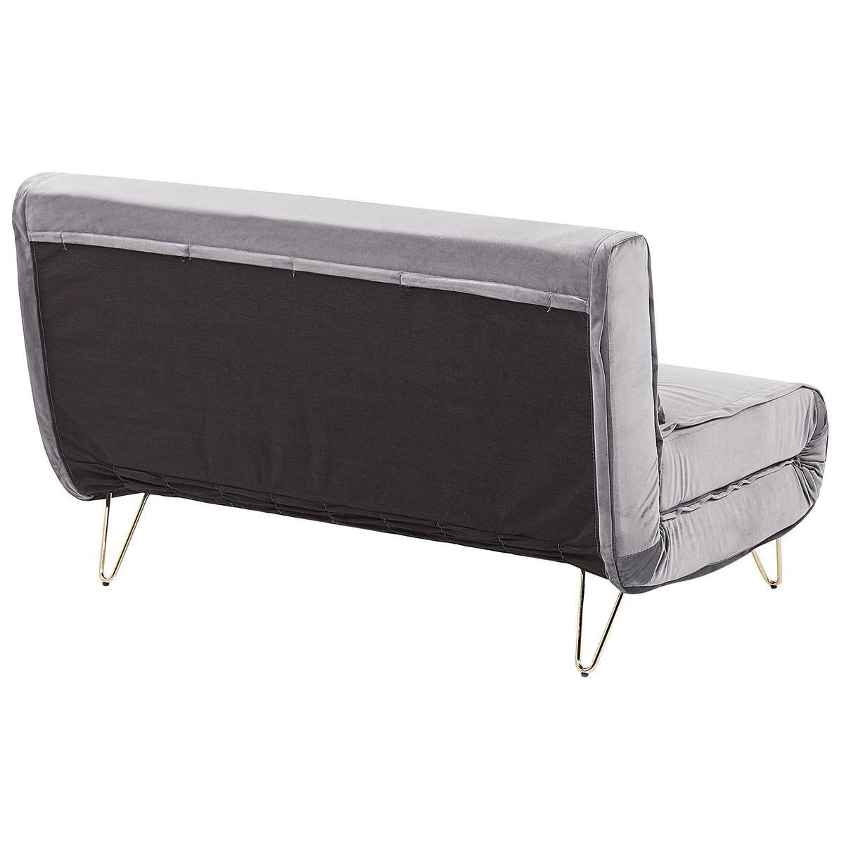 2-SITZER-SCHLAFSOFA Samtstoff Grau Vestfold - Hellgrau, Textil (130/81/78cm) - Beliani