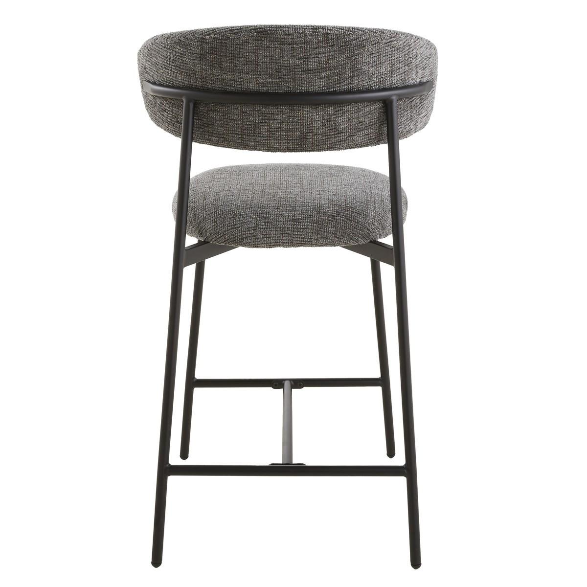 2ER-SET Hocker aus meliertem Stoff mit Metallbeinen Draco 52/53/94 cm - Grau, Holzwerkstoff (46/94/55cm) - Calicosy