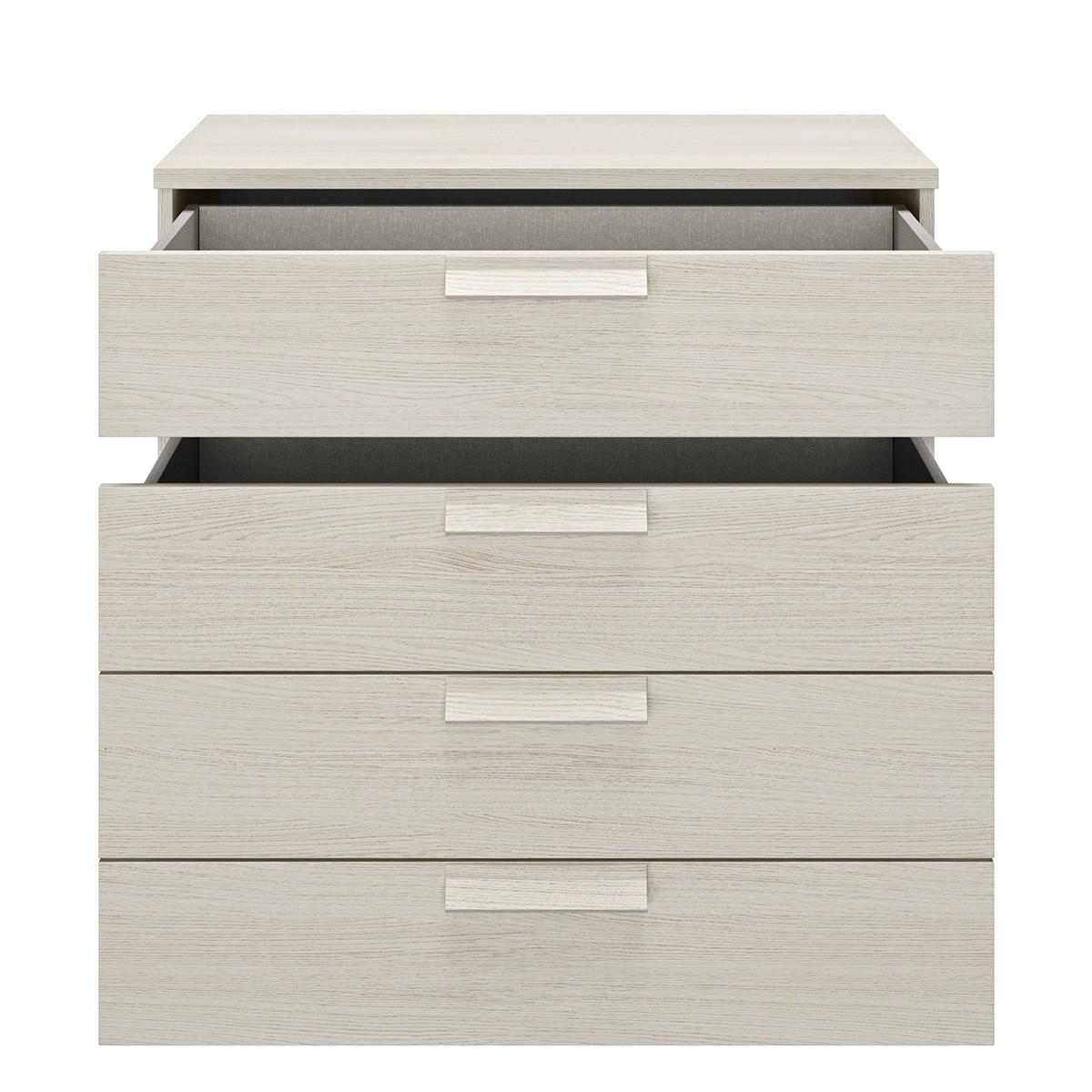 KOMMODE 4 Schubladen Cyrus - Französische Herstellung - 81/45/81 cm - Eschefarben, Holzwerkstoff (45/81/45cm) - Calicosy