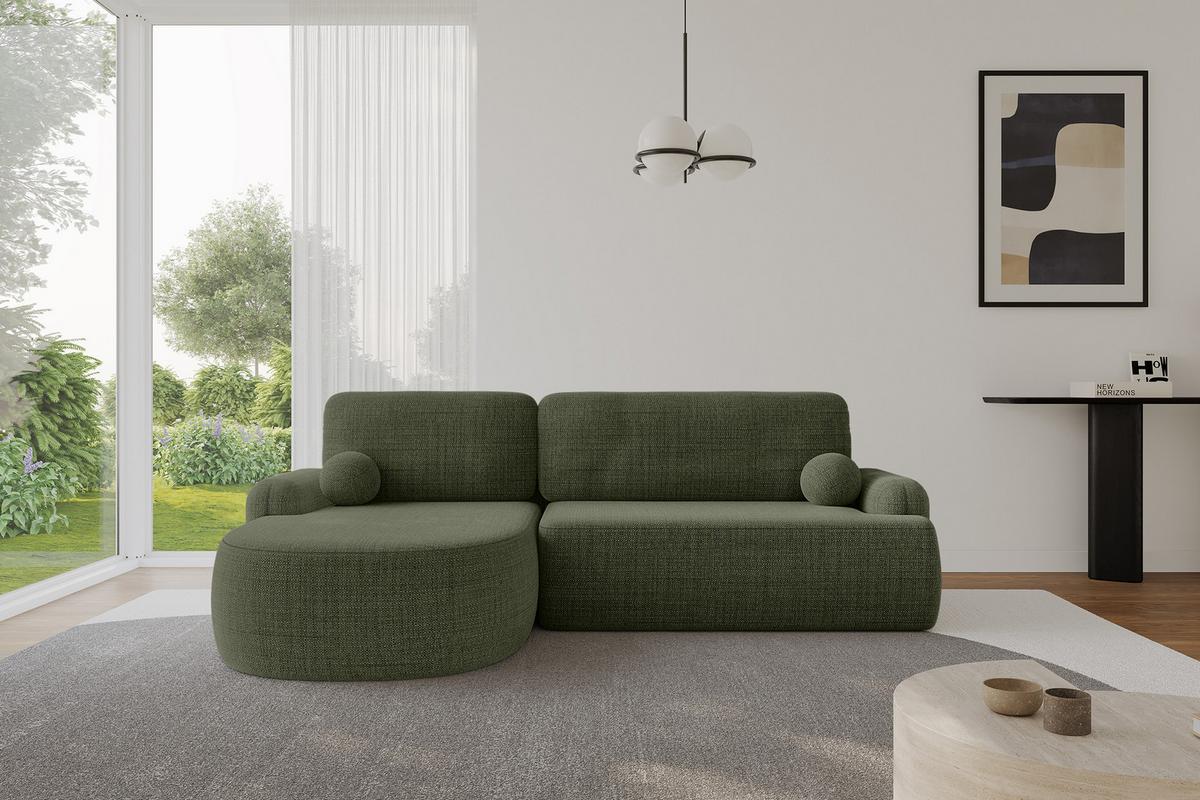 ECKSOFA mit Schlaffunktion und Bettkasten LIRA-L - 264x172x89 Grün - Grün, Holzwerkstoff/Textil (264/172cm) - ALTDECOR