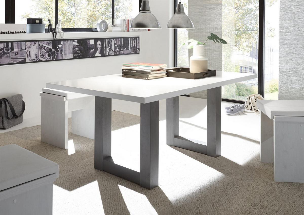 ESSZIMMERTISCH Eila 4 140 x 90 x 75 Esstisch Graphit/Weiß Matt Lack - Weiß, Holz (140/90/75cm) - 58aufmkessel