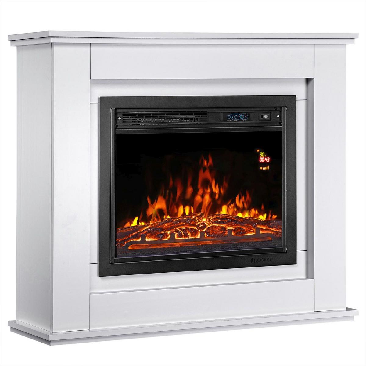 ELEKTROKAMIN 2000W rechteckig weiß mit Flammeneffekt - Weiß, Holz (100/82/28cm) - Juskys