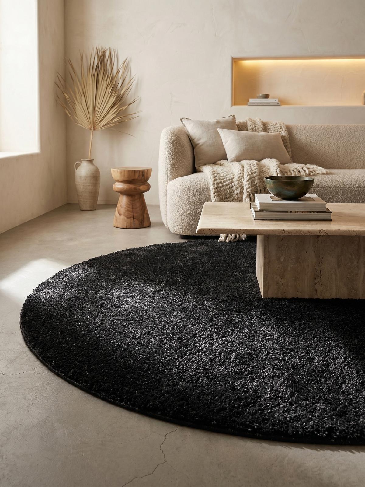 TEPPICH Kurzflor MAIN in Anthrazit, einfarbig, Ø 200 cm - Anthrazit, Textil (200/200cm) - KADIMA DESIGN