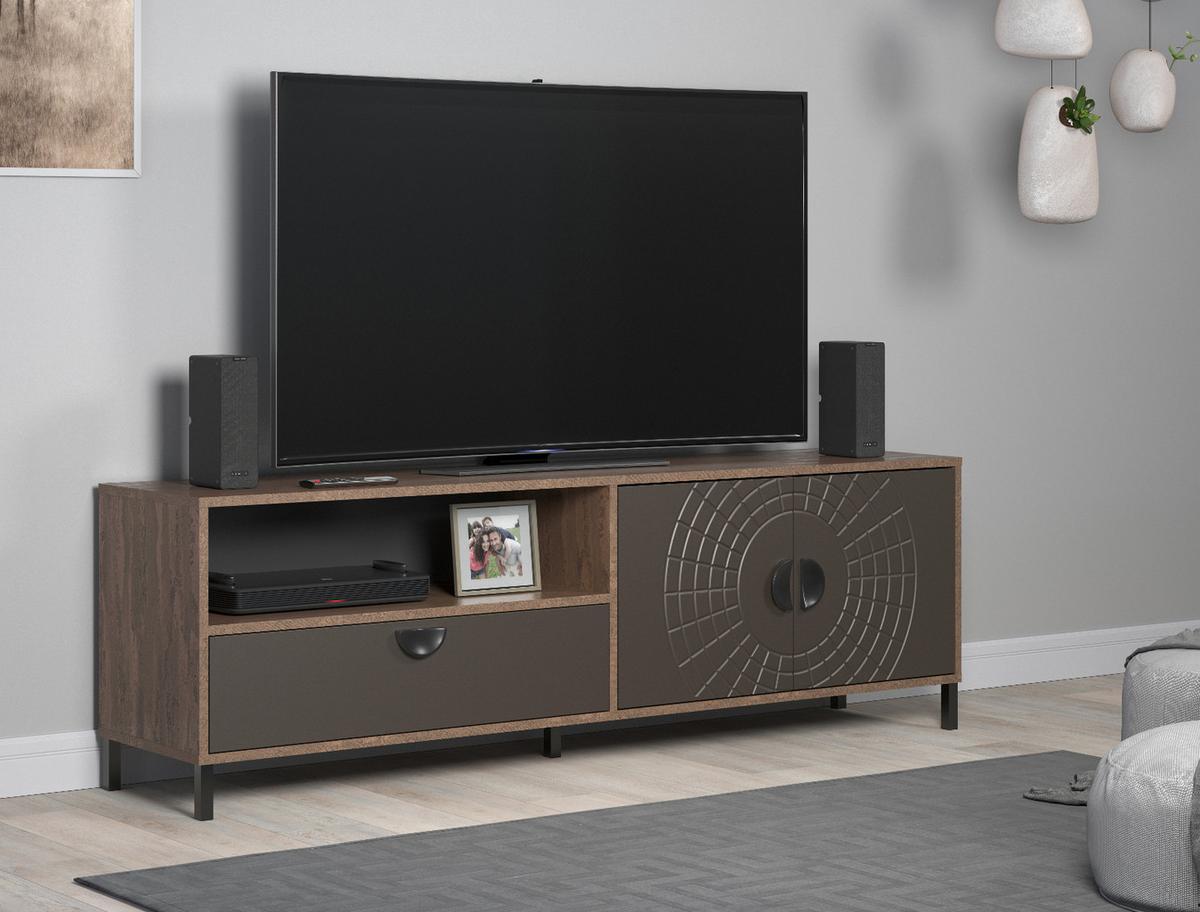 TV-LOWBOARD Bronze und Rostoptik 183 cm, TV Unterteil mit Soft-Close - Rostfarben/Schwarz, Holzwerkstoff/Metall (183/55/40cm) - Top.Furn