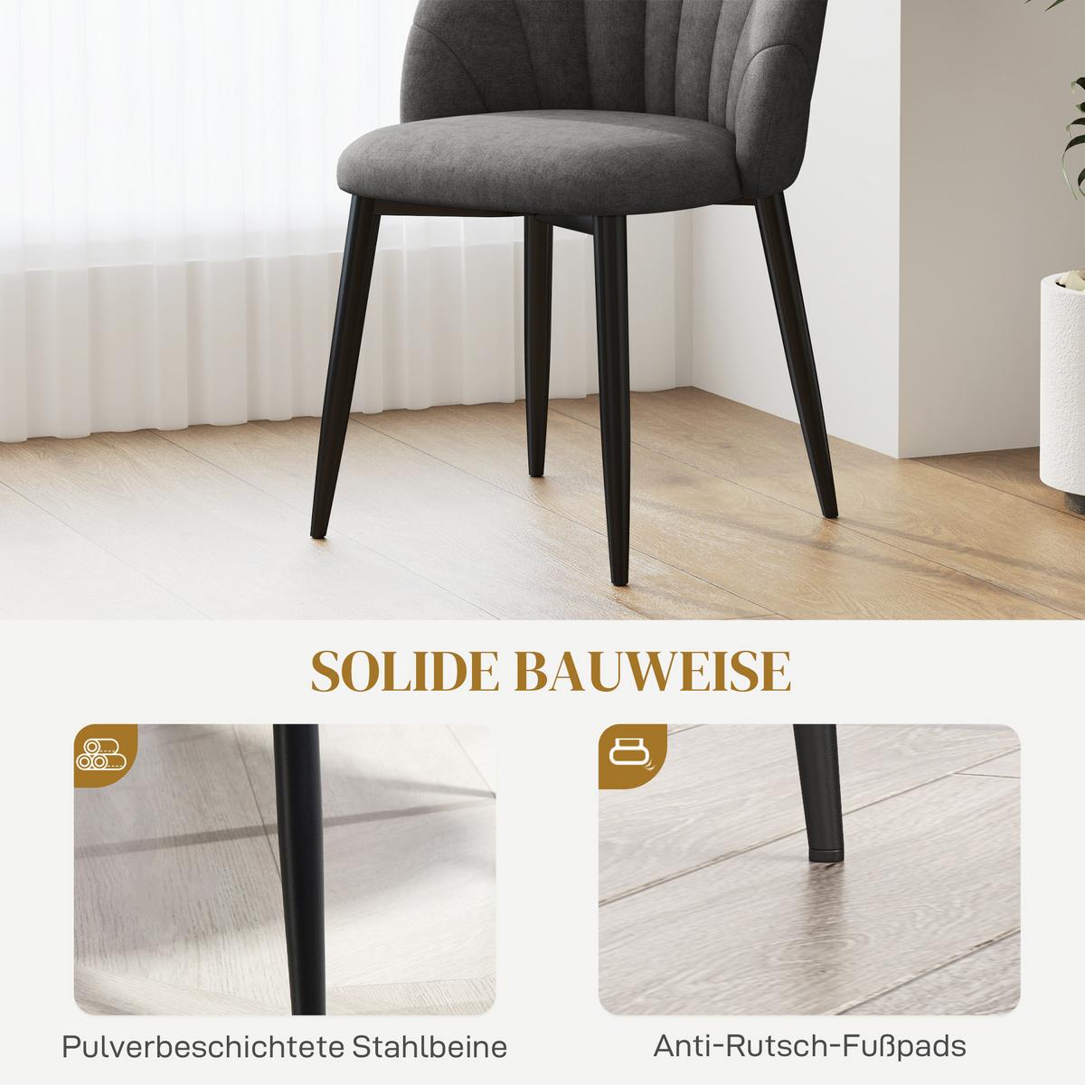 ESSZIMMERSTÜHLE 4er Set Polyester Stahl Dunkelgrau - Dunkelgrau, Textil (52/79/54cm) - HOMCOM