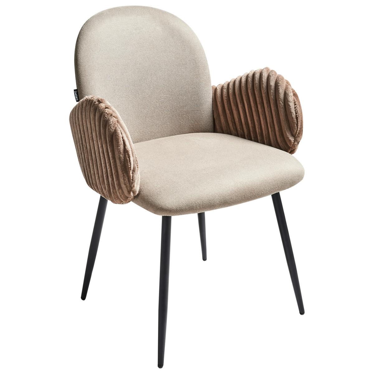 ESSZIMMERSTUHL 2er-Set Taupe Amity - Taupe/Schwarz, Textil (50/84/56cm) - Beliani