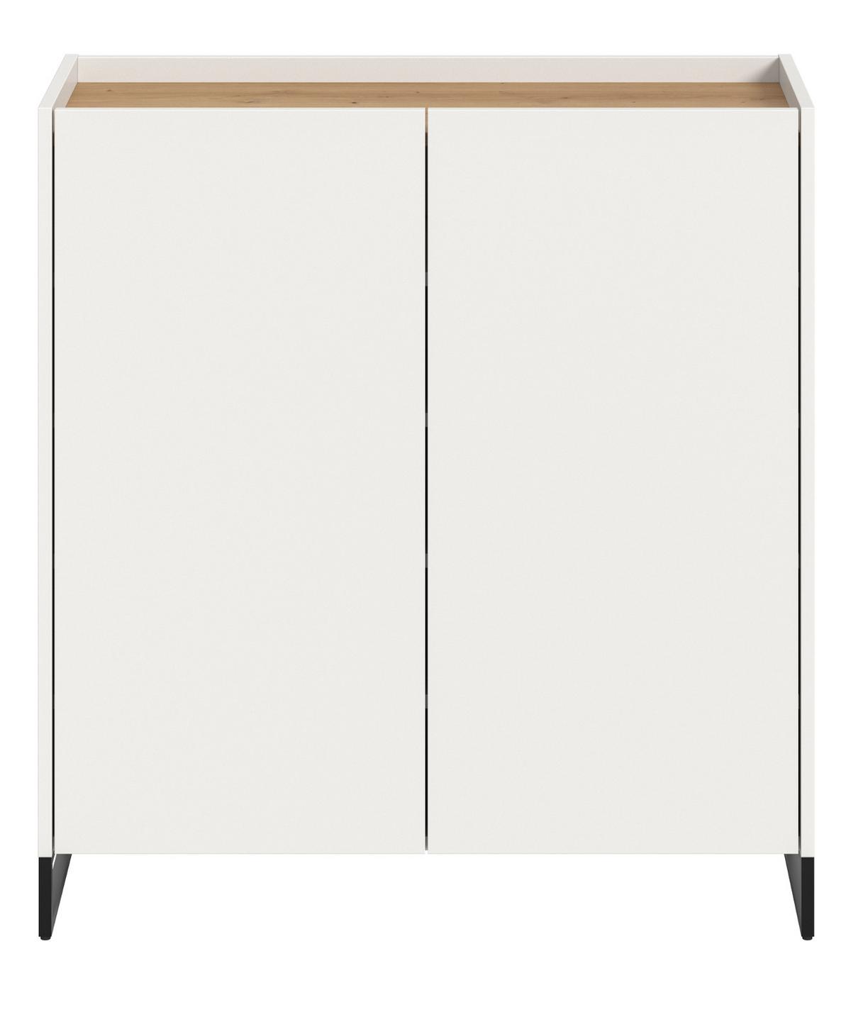 SCHUHSCHRANK weiß und Artisan Eiche, Schuhkommode 90 x 97 cm, Soft-Close - Schwarz/Weiß, Holzwerkstoff/Metall (90/97/38cm) - Inn.Furn