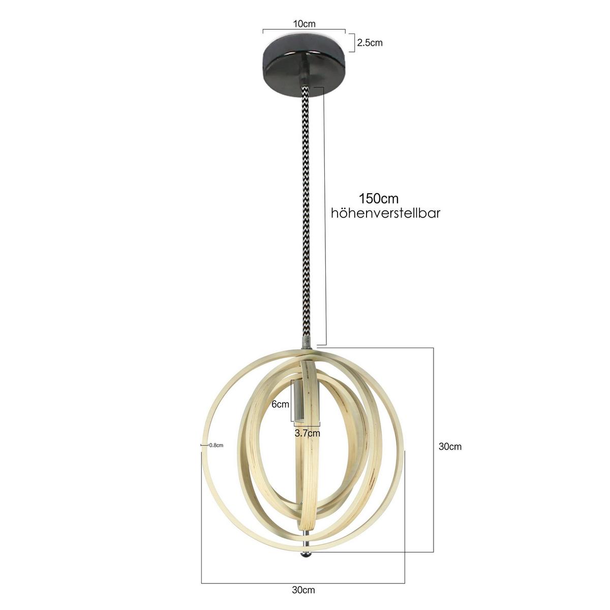 PENDELLEUCHTE Detlef 30/30/150 cm - Weiß, Holz (30/30/150cm) - Nettlife