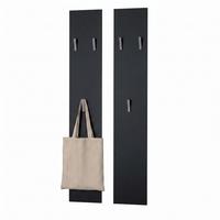GARDEROBENPANEEL Wandpaneel Schwarz matt - Schwarz, Holzwerkstoff (24/140/2cm) - Vladon