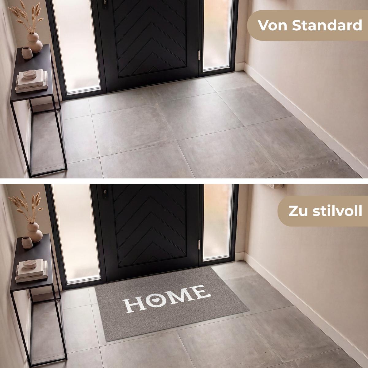 FUSSMATTE Startseite - Text - Taupe Fußabtreter 120x80 cm - Taupe, Kunststoff (120/0.4cm) - MuchoWow