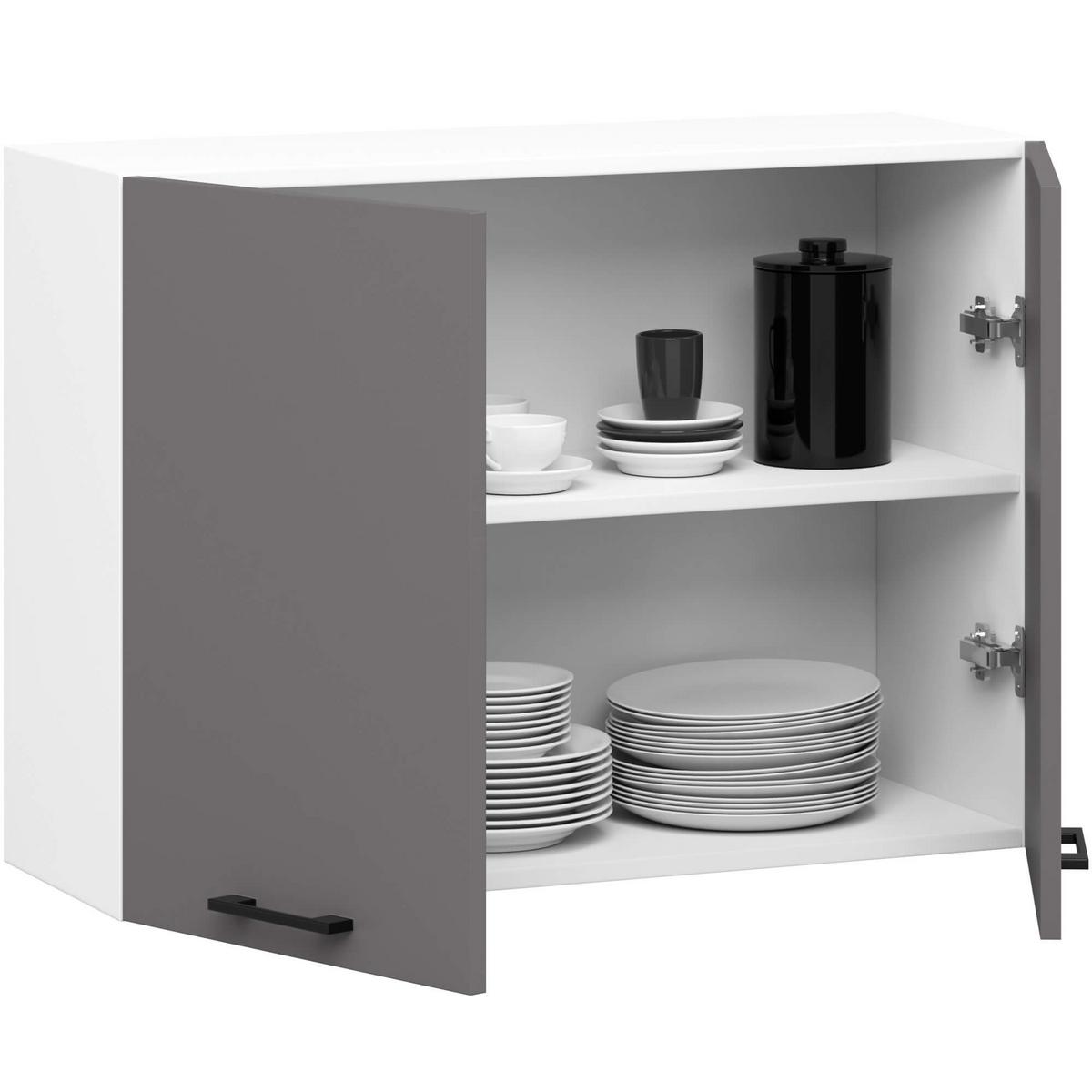 HÄNGESCHRANK Weiß, Graphit Grau 58/80/30 - Graphitfarben/Weiß, Holzwerkstoff (80/58/30cm) - RAUMHIRSCH FURNITURE