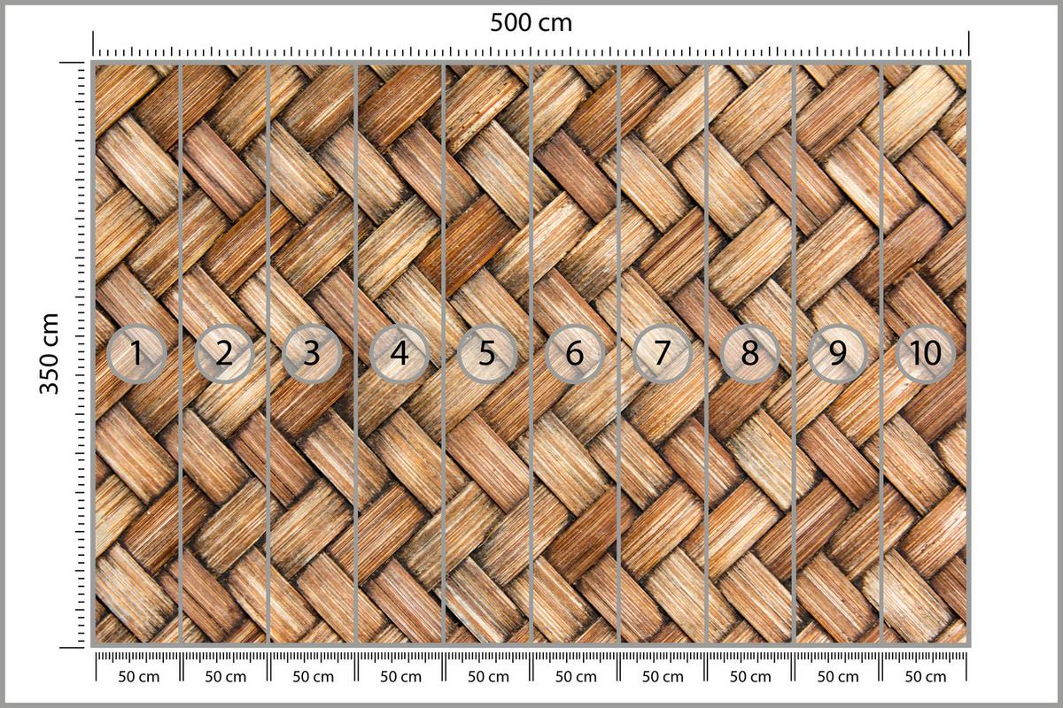 FOTOTAPETE für Küche Weiden Imitation Braune Wand Rustikal Modern 500x350 - Beige/Braun, Papier (500/350cm) - Muralo