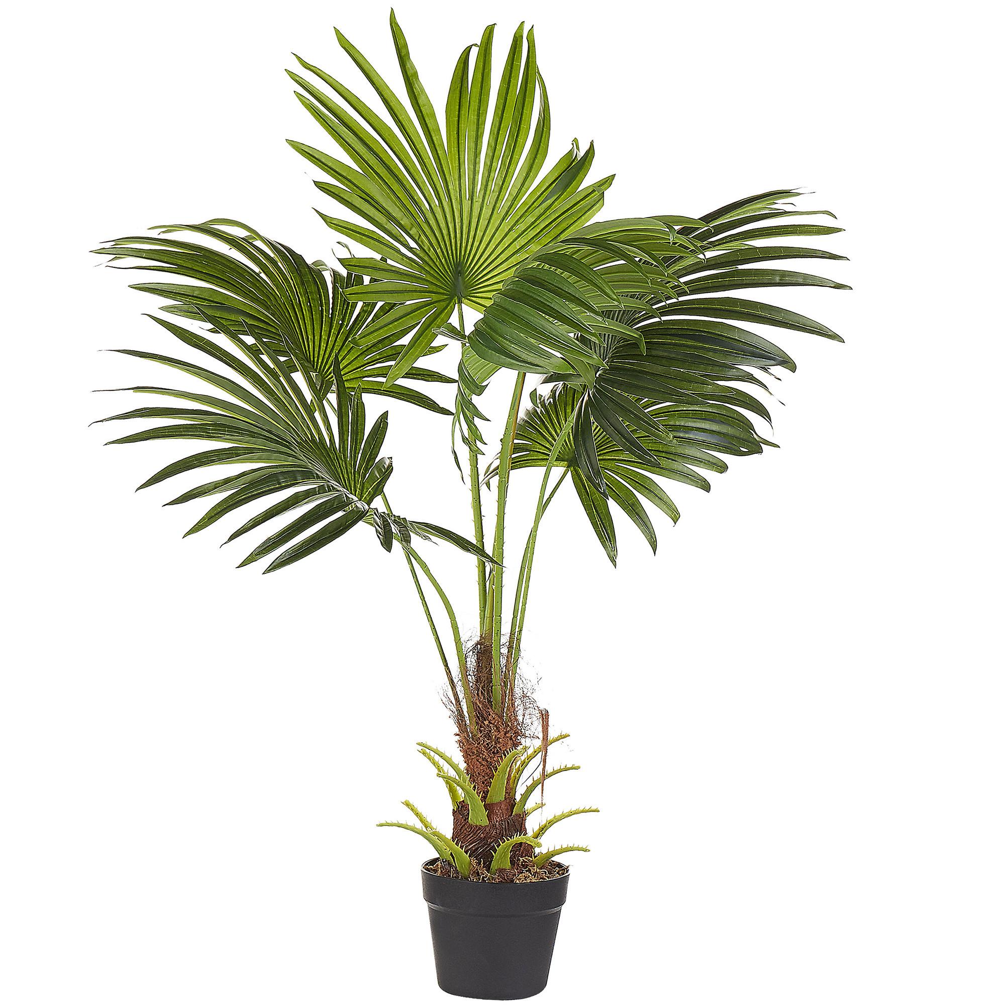 KUNSTPFLANZE 100 cm Grün Fan Palm - Schwarz/Grün, Kunststoff (100cm) - Beliani