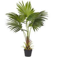 KUNSTPFLANZE 100 cm Grün Fan Palm - Schwarz/Grün, Kunststoff (100cm) - Beliani