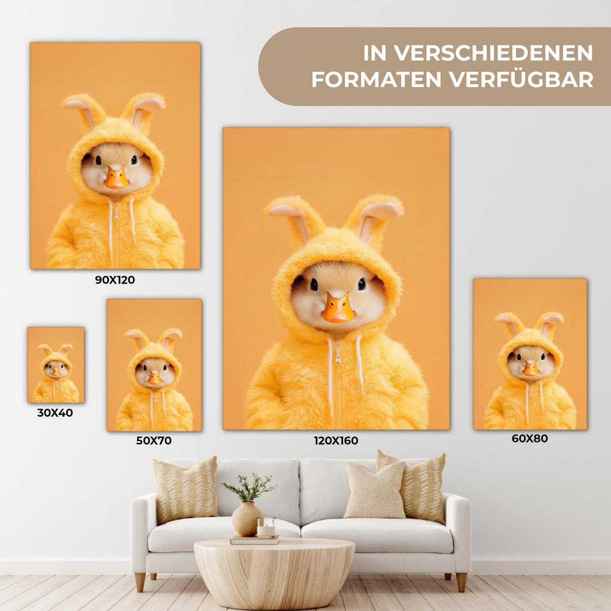LEINWANDBILD Osterhase - Kostüm - Ente Room Decor 30x40 cm - Gelb, Textil (30/40cm) - MuchoWow