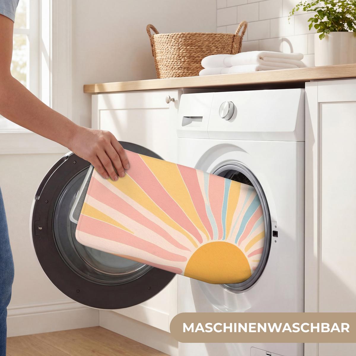 BADEMATTE Illustration - Sonne - Pastellfarben 90x60 cm - Pastellblau, Textil (90/60cm) - OnlyWow