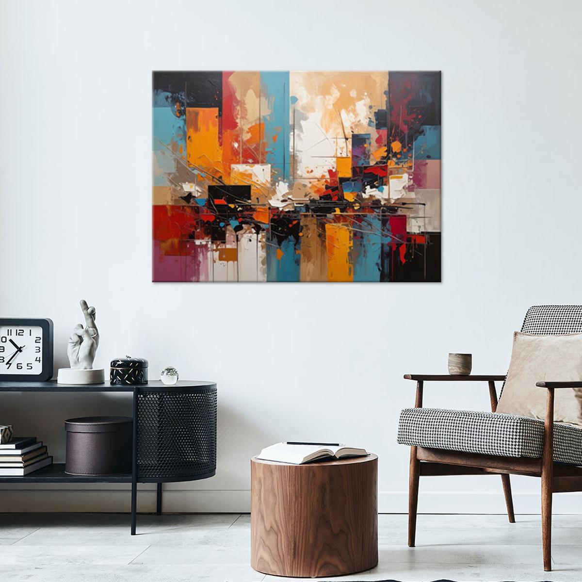 BILD auf Leinwand, Bunte moderne Textur Abstrakt - Multicolor, Textil (60/40cm) - Feeby