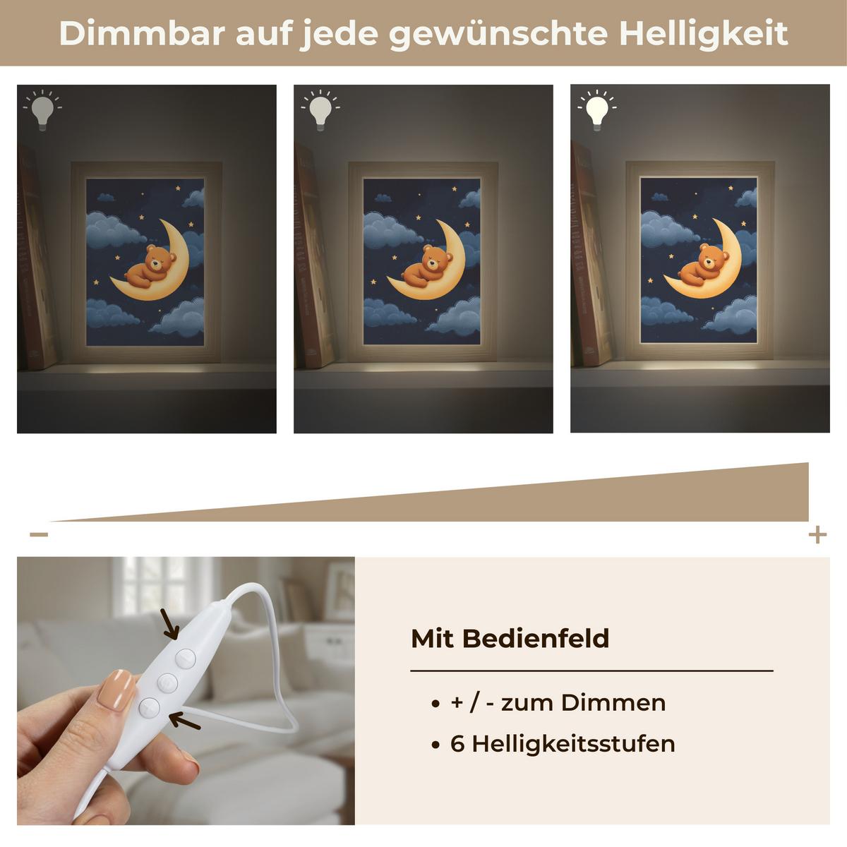 WANDLEUCHTE Teddybär - Mond - Wolken - Sterne 15x20 cm - Dunkelblau, Holzwerkstoff (15/20/8cm) - OnlyWow