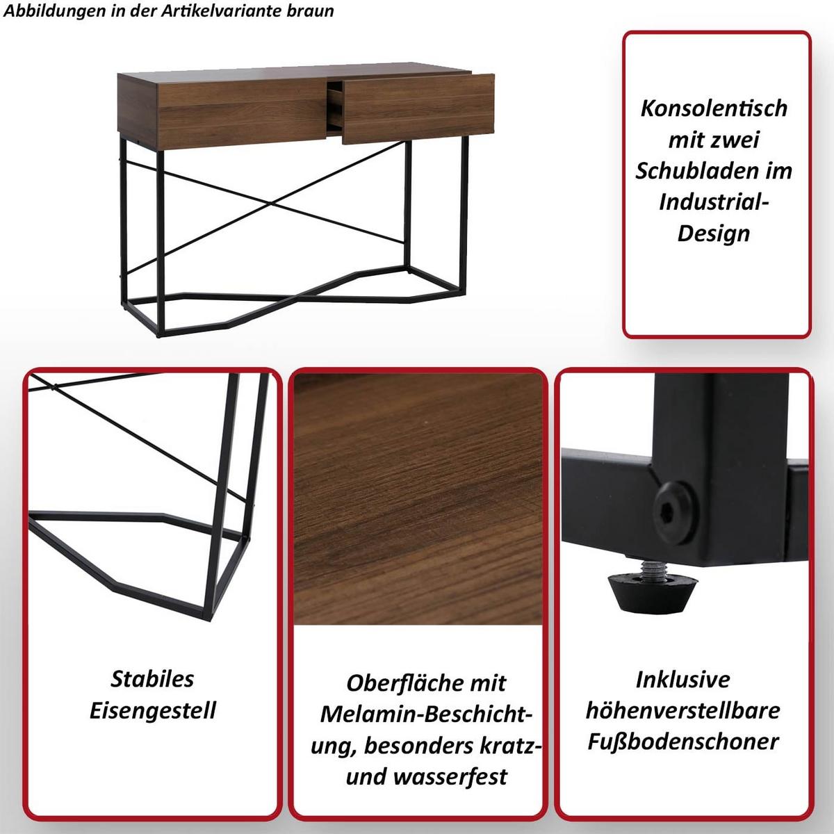KONSOLENTISCH rechteck Dunkelbraun - Dunkelbraun, Holz (40/120/81cm) - MCW