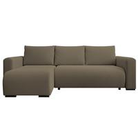 ECKSOFA DORA L, Eckcouch in L-Form mit Schlaffunktion und Bettkasten, Farbe: Cappuccino, Bouclé-Stoff, Ottomane Links - Cappuccino, Textil (240/143cm) - Storez24