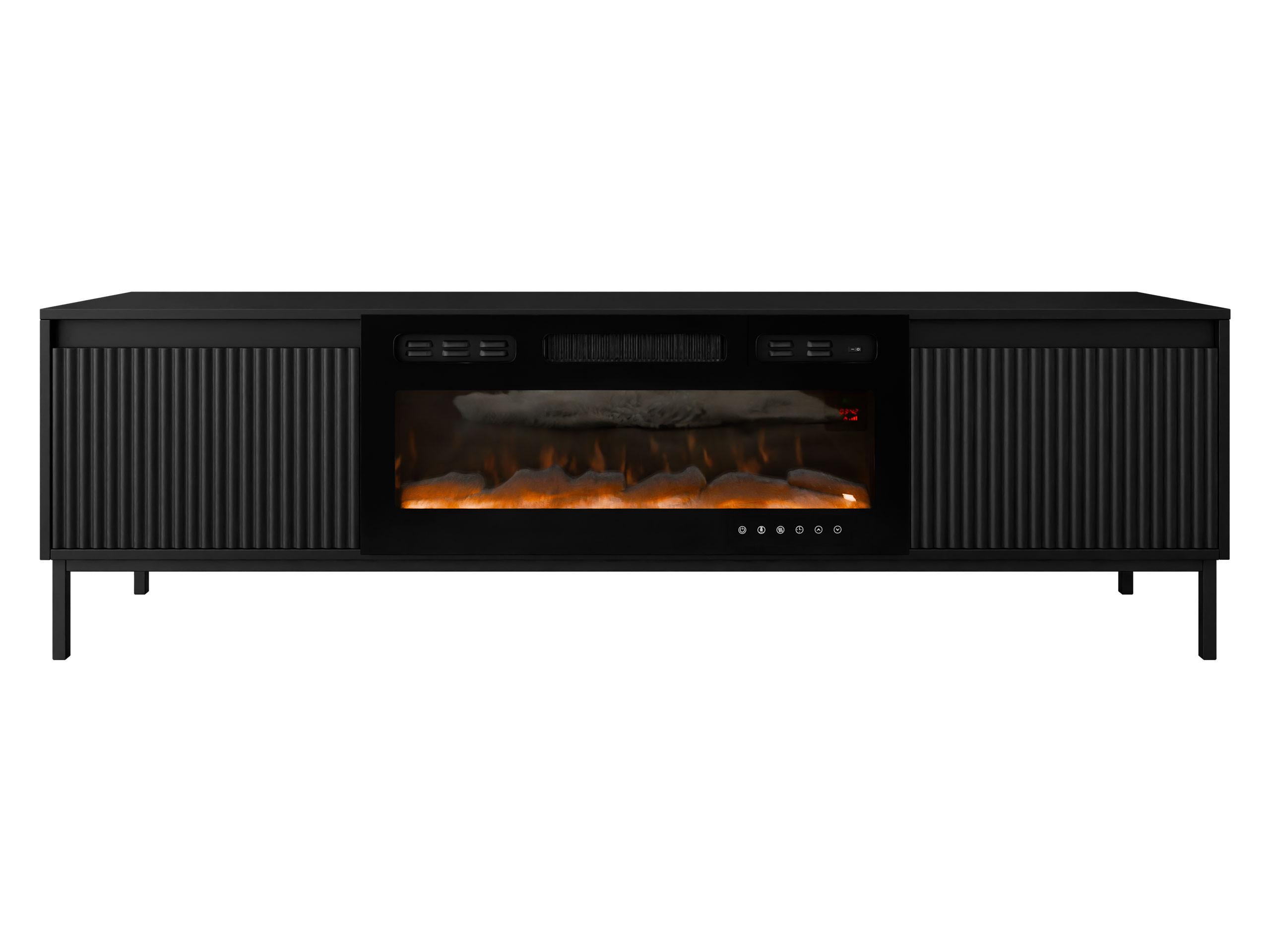 TV-LOWBOARD Ozmi 2K EF mit Kamin - Schwarz, Holzwerkstoff/Metall (174/52/40cm) - MIRJAN24