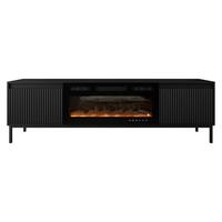 TV-LOWBOARD Ozmi 2K EF mit Kamin - Schwarz, Holzwerkstoff/Metall (174/52/40cm) - MIRJAN24