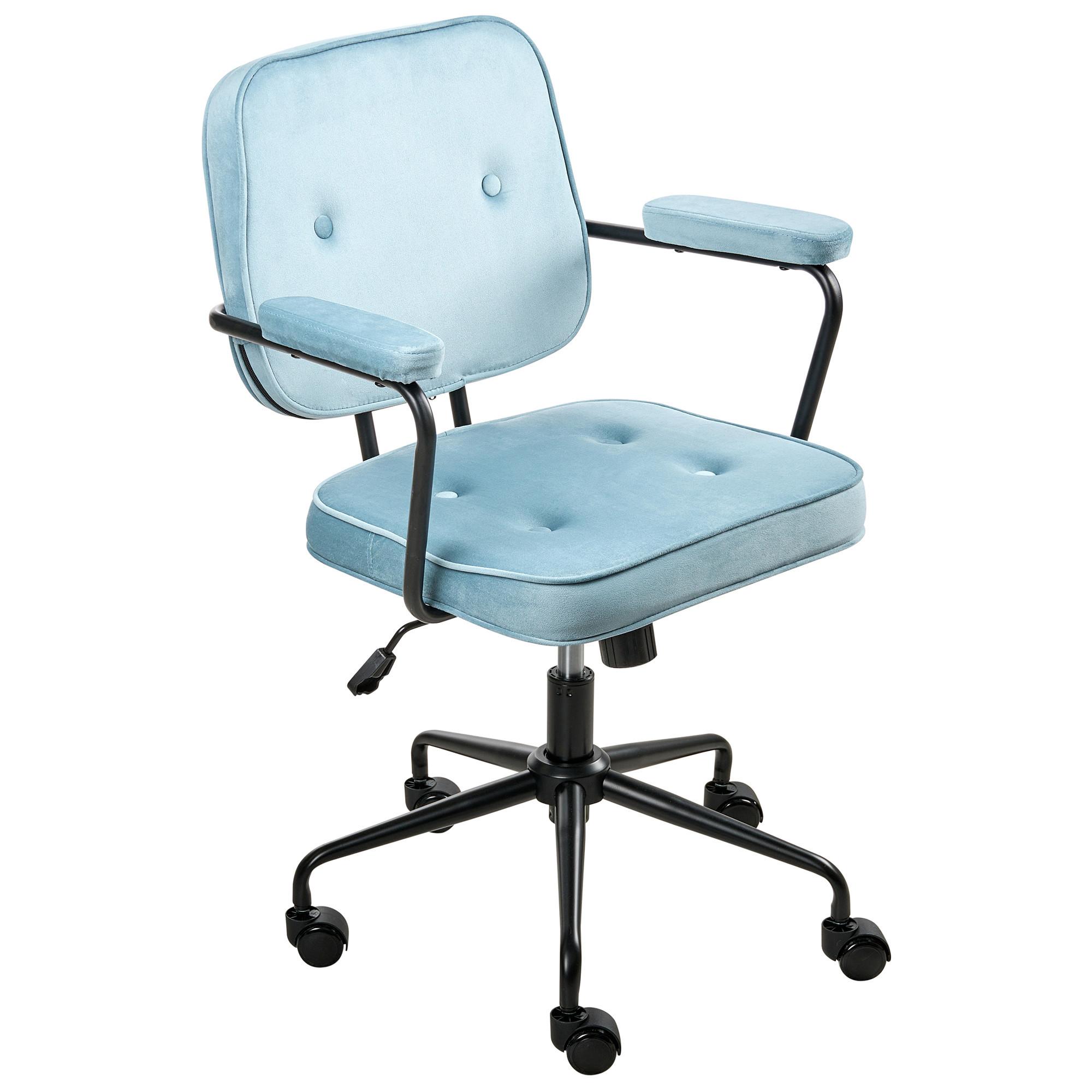 SCHREIBTISCHSTUHL Hellblau Pawnee - Blau/Schwarz, Textil (62/88/43cm) - Beliani
