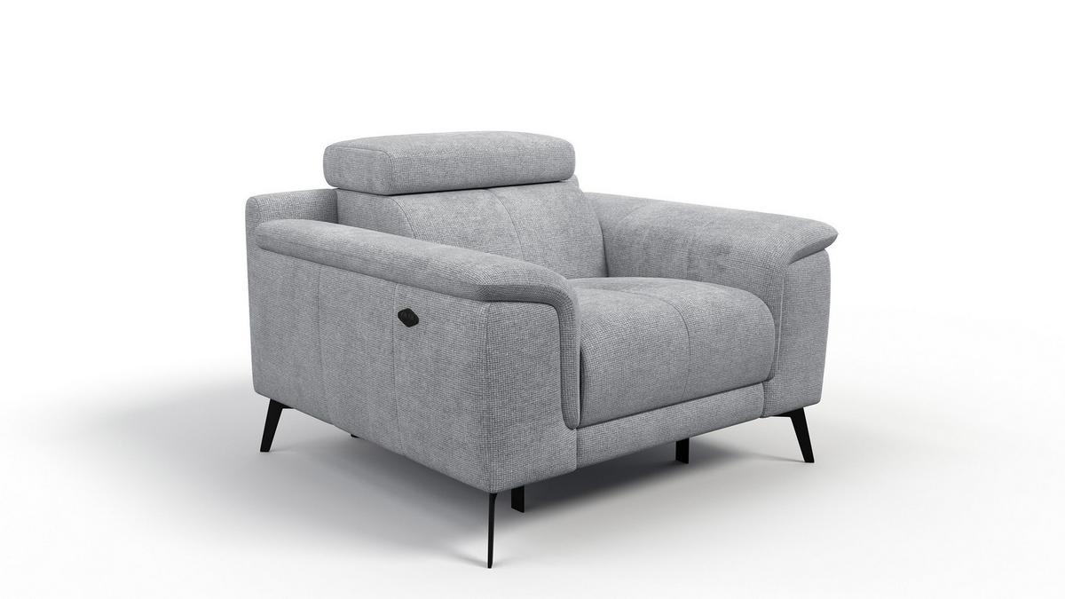 SESSEL FIERO mit Relaxfunktion, silberfarben - Silberfarben/Schwarz, Holzwerkstoff/Textil (114/82/103cm) - Wozimo