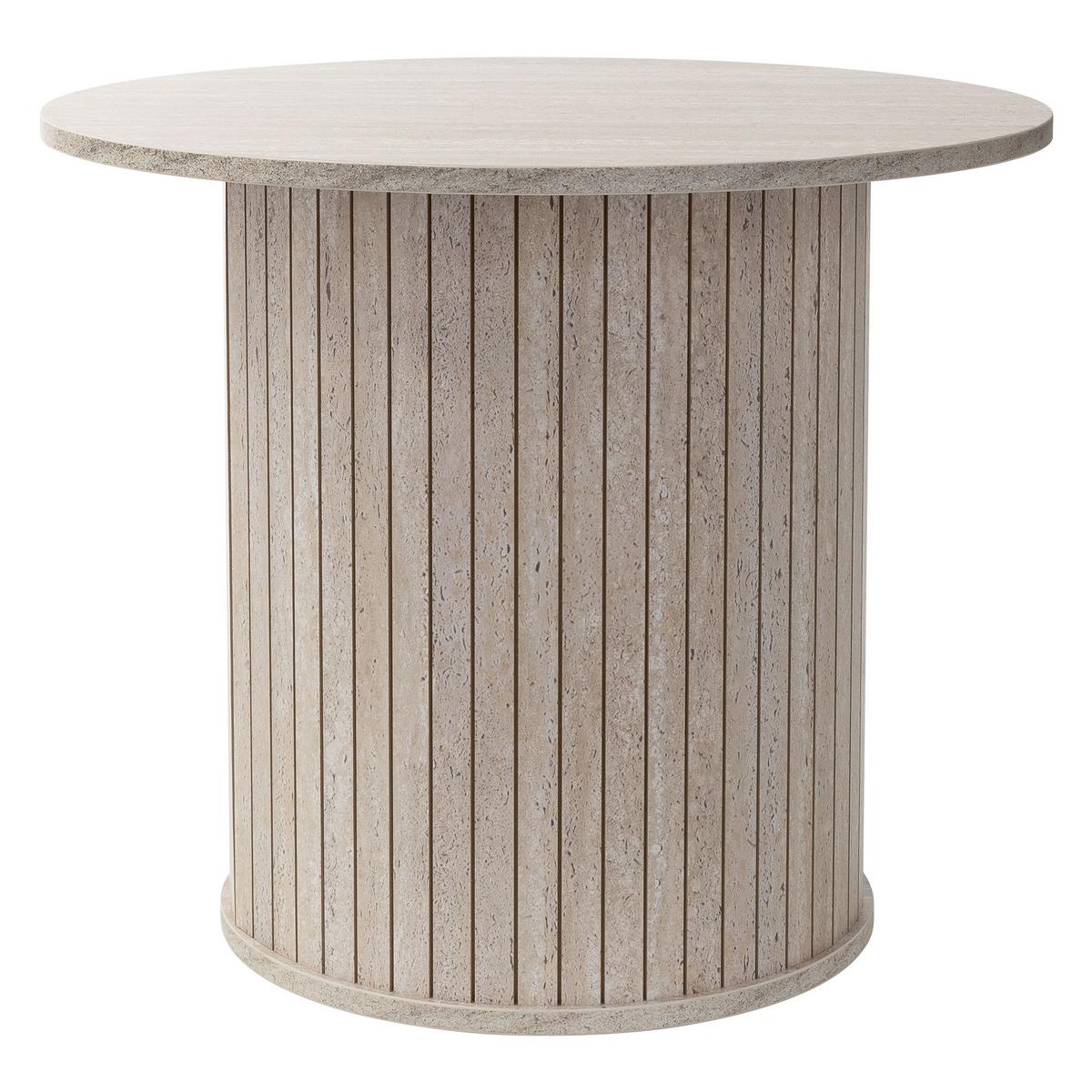 COUCHTISCH rund Ø60 x 50 cm Stein-Optik Beige - Beige, Holz (60/60/50cm) - ML-DESIGN