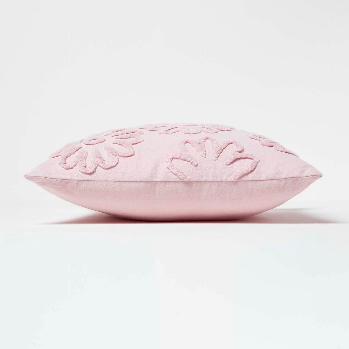 DEKOKISSEN Tufted 45/45 cm rosa mit Blumen - Rosa, Textil (45/45cm) - Homescapes
