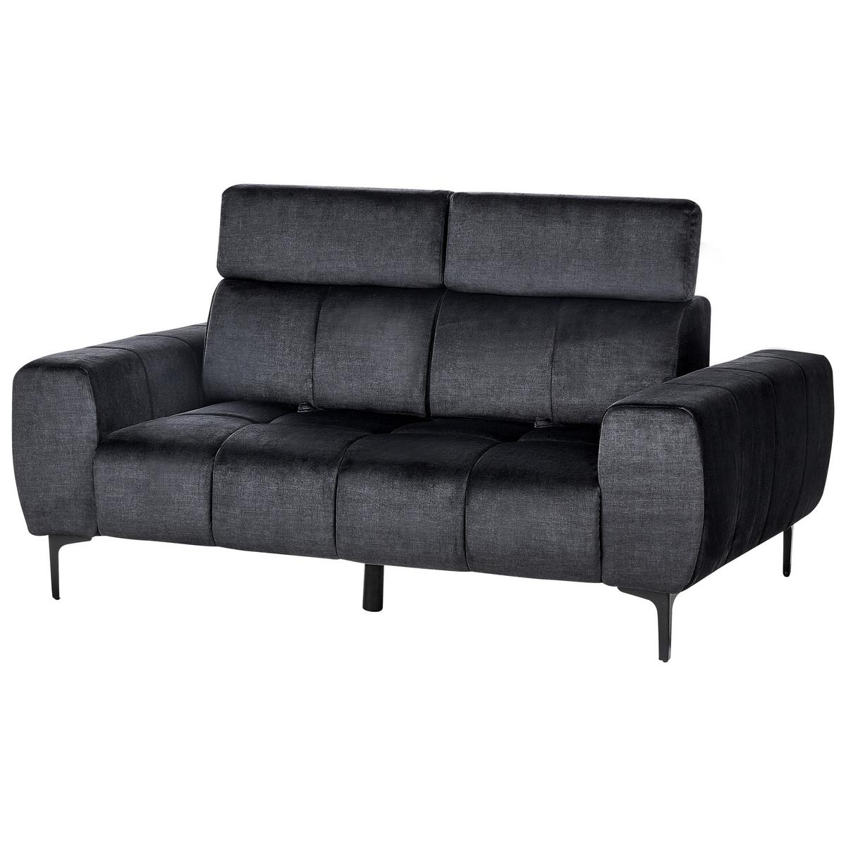 2-SITZER-SOFA Samtstoff schwarz Vegamo - Schwarz, Textil (176/97/110cm) - Beliani