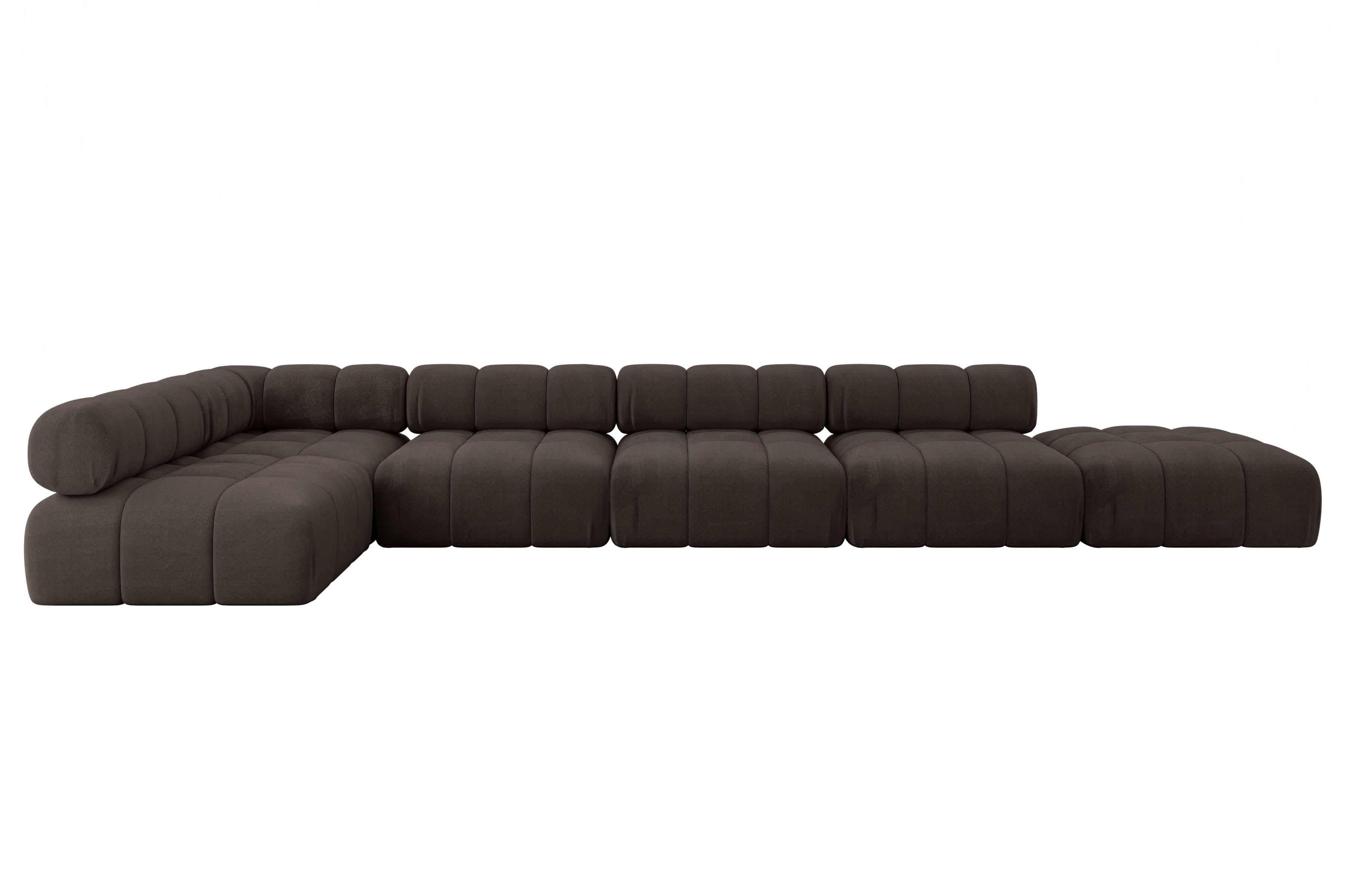 ECKSOFA modulares Sofa Favio-L3 - 475x190x70 cm Braun Velours - Braun, Holzwerkstoff/Textil (475/190cm) - ALTDECOR