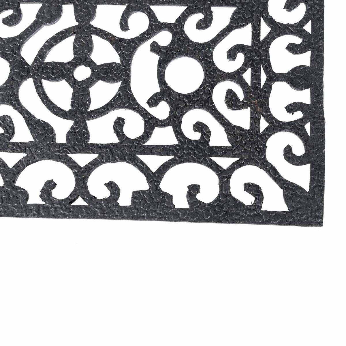 FUSSMATTE Ornament, Gummi 25/75 cm - Schwarz, Naturmaterialien (25/75cm) - Homescapes