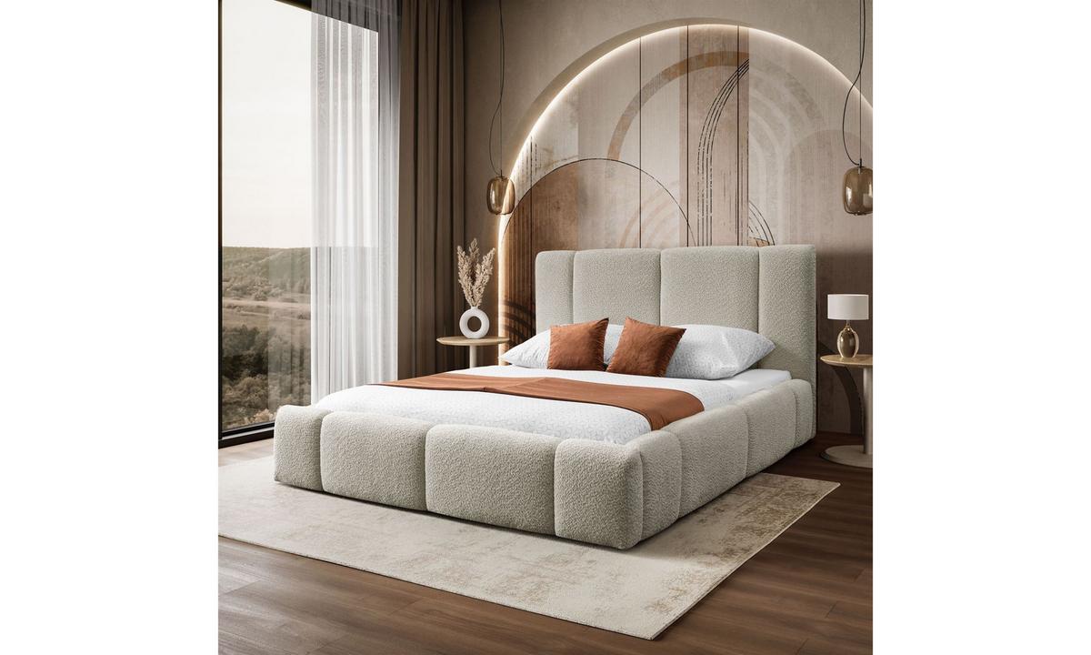 POLSTERBETT ELENA 180x200 cm Beige (Anthology 2), 34 Holzlatten, Kopfteil 108 cm - Beige, Textil (180/200cm) - Lookway