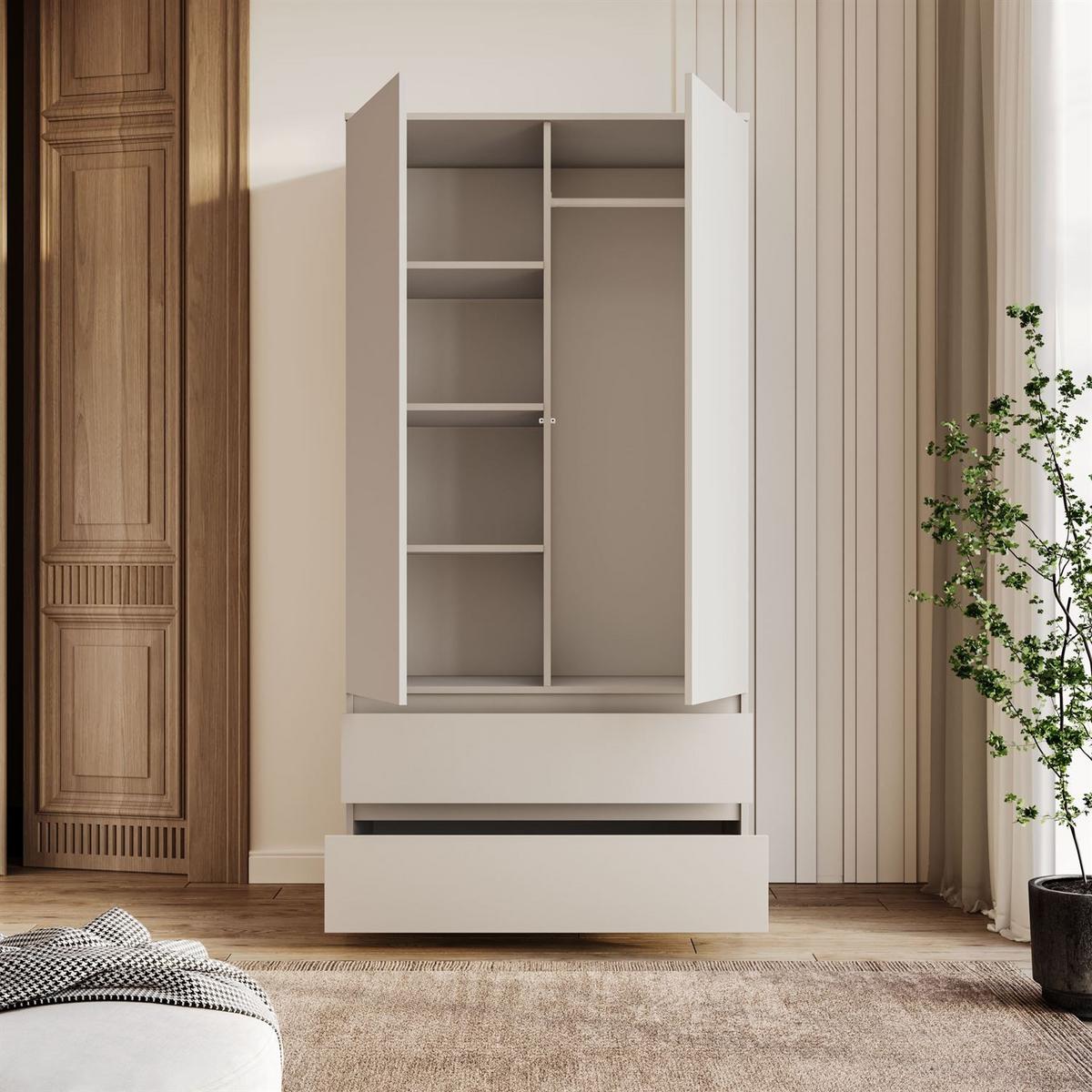 SCHRANK HANA SS-90 Kaschmir - Kaschmir, Holzwerkstoff (90/180/50cm) - Lookway