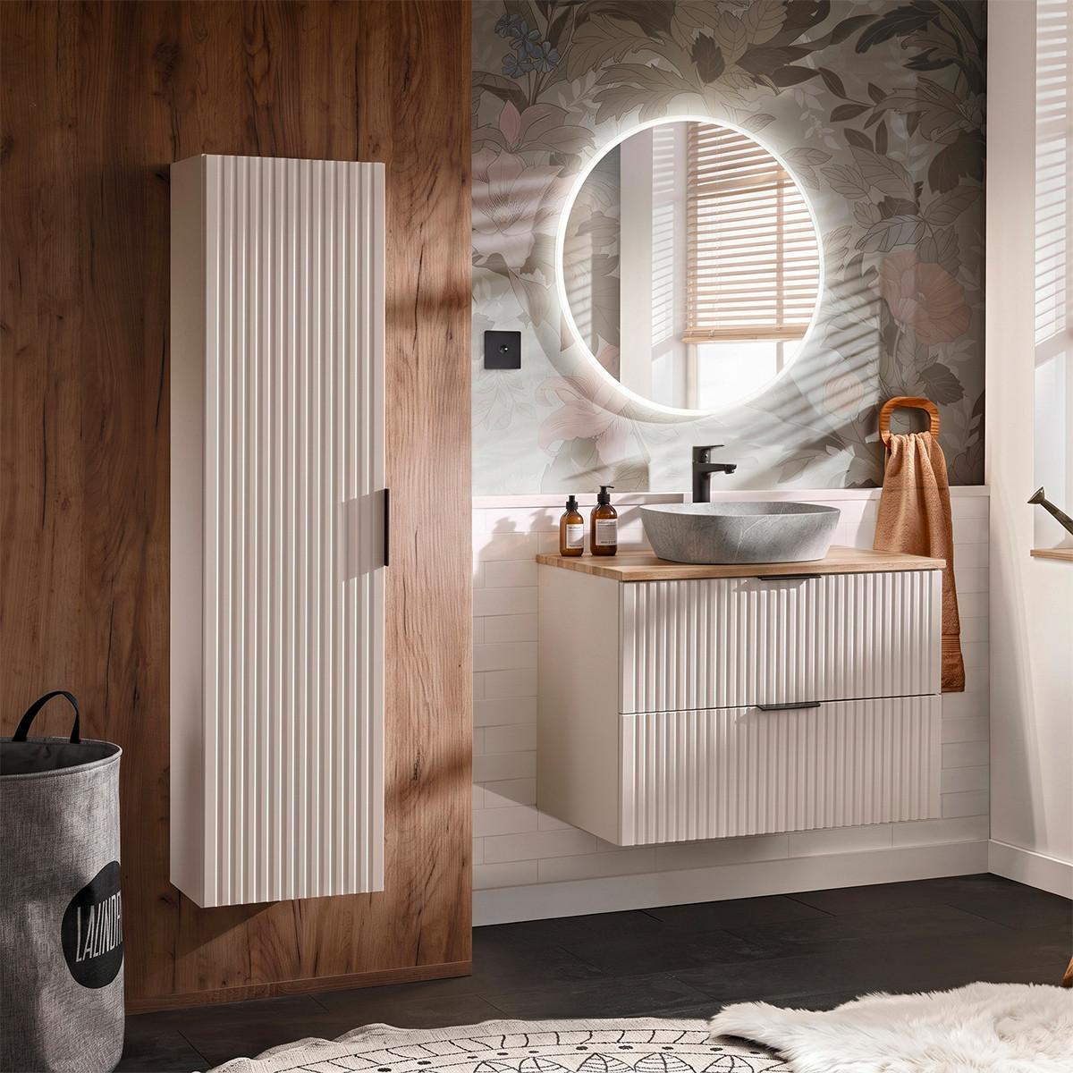 BADMÖBEL 80.6cm Adriel 2er-Set Beige - Beige, Holzwerkstoff (80.6/59/46cm) - Petits-meubles