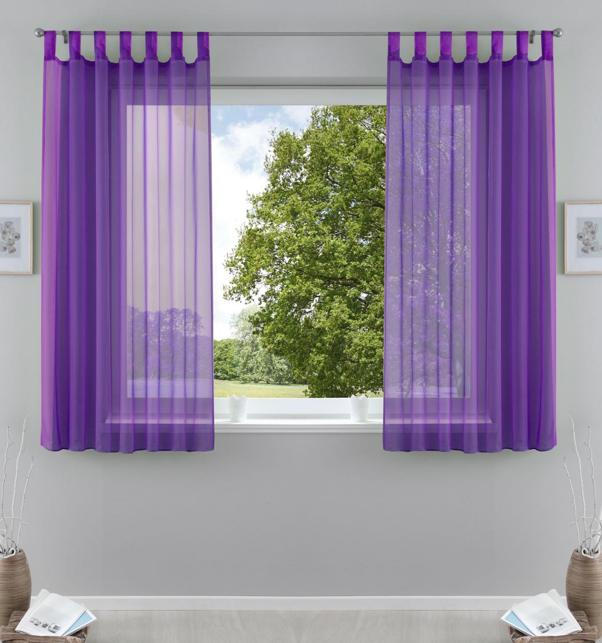SCHLAUFENGARDINEN Voile 2er Set 175x140 cm Lila - Lila, Textil (140/175cm) - Gardinenbox.eu