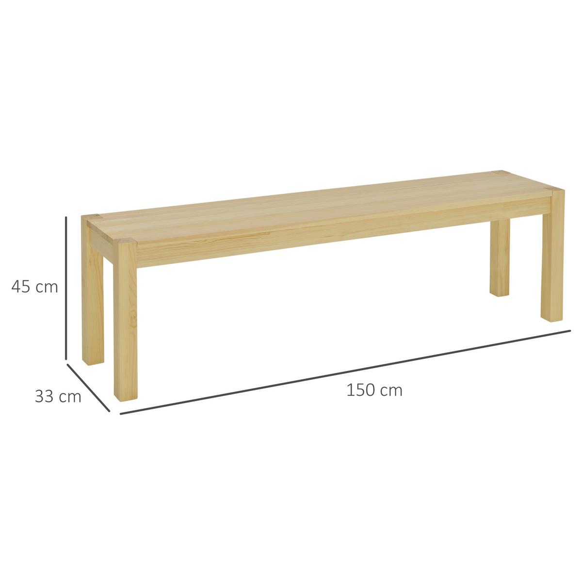 SITZBANK Natur 150 cm - Naturfarben, Holz (150/45/33cm) - HOMCOM