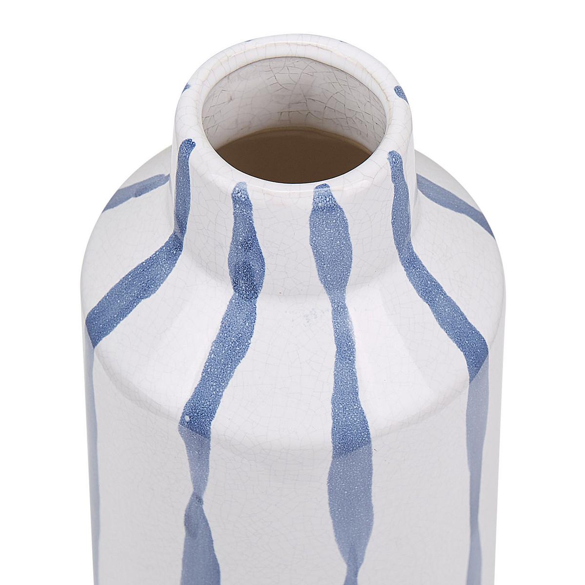 BLUMENVASE Steinzeug weiß Assus - Weiß, Stein (22cm) - Beliani