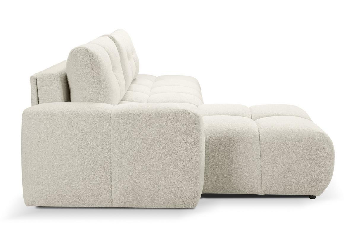ECKSOFA DUCA L-S Creme Boucle-Stoff mit Schlaffunktion - Creme, Holz (266.5/266.5cm) - MASSENO